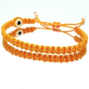 evil eye protection bracelet, good luck wristband orange string braided bracelet